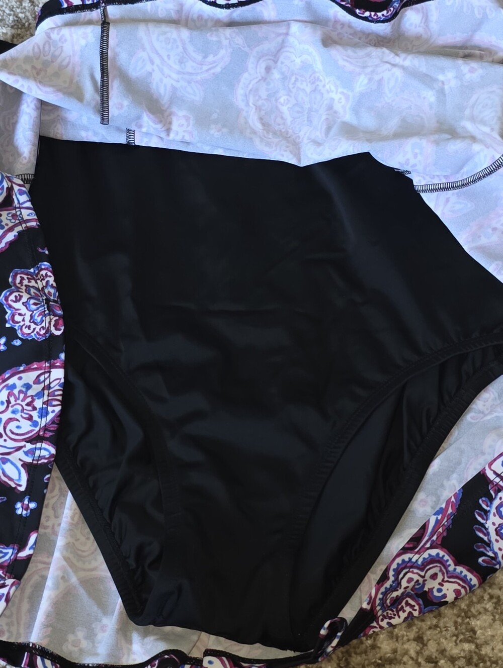 NWT Swim Solutions Paisley Tummy Control Thigh Minimizer Bathing Suit Swim Dress - Picture 4 of 10